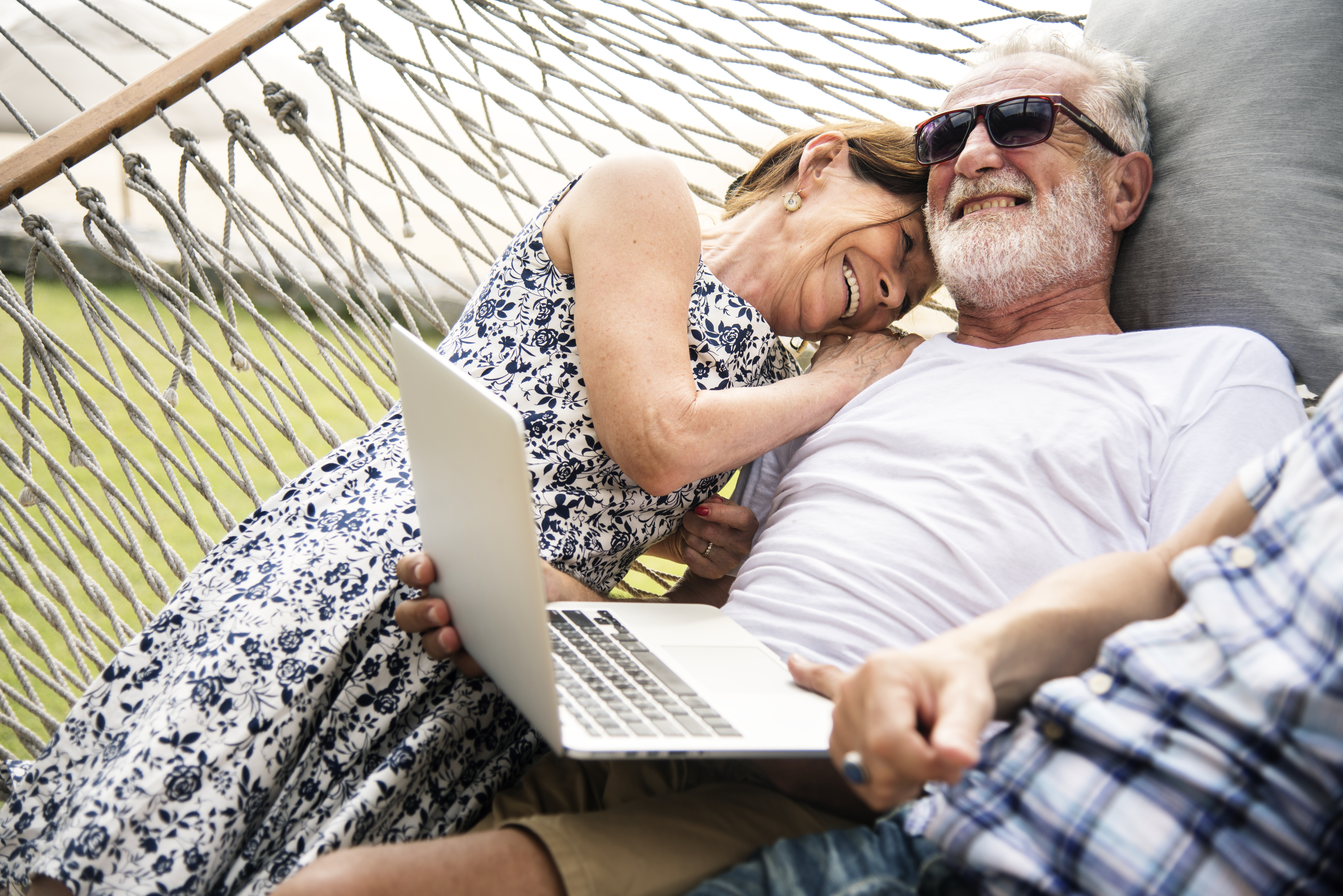 Senior couple relaxing in a hammock