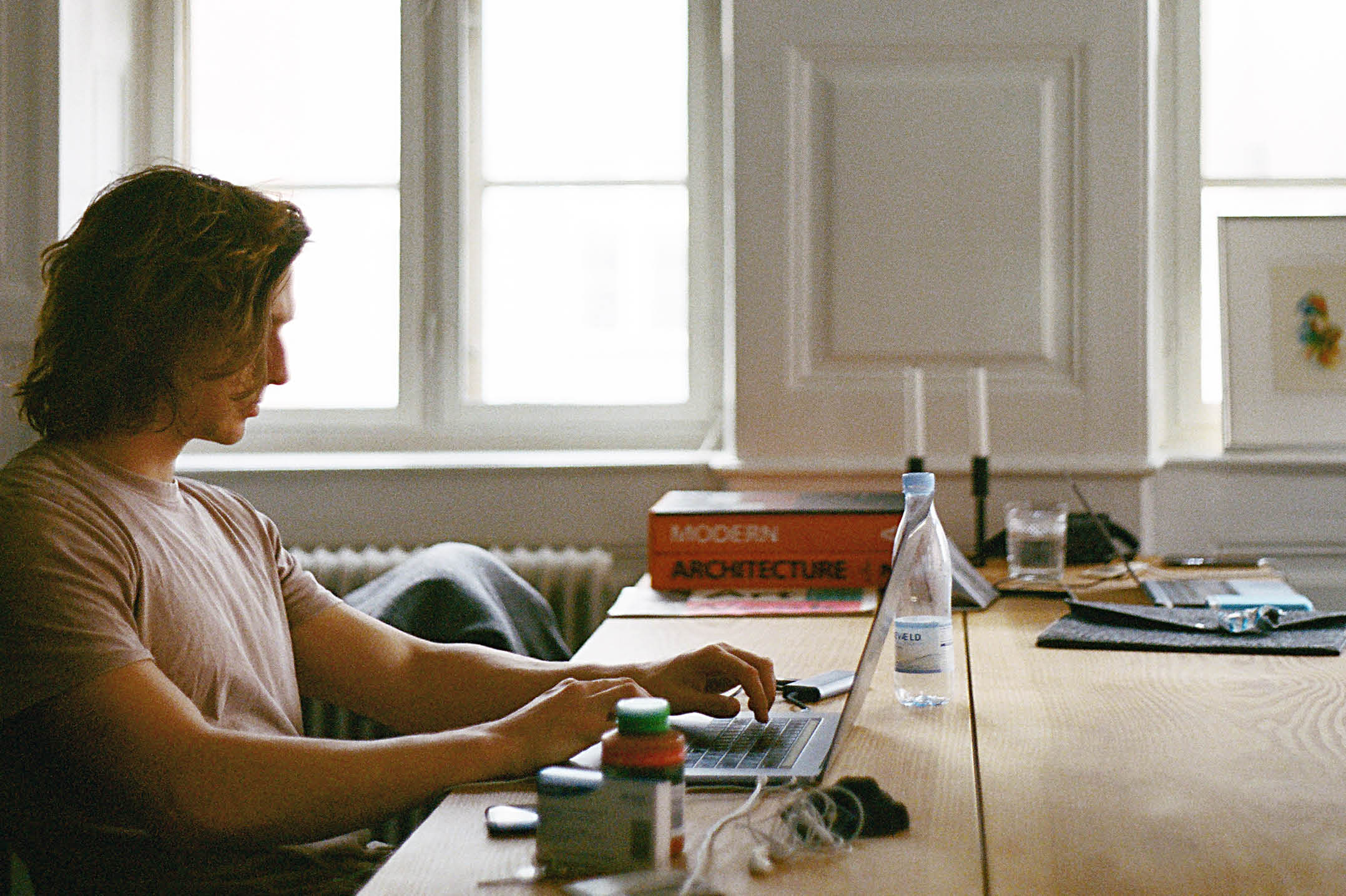 A person working at a desk.