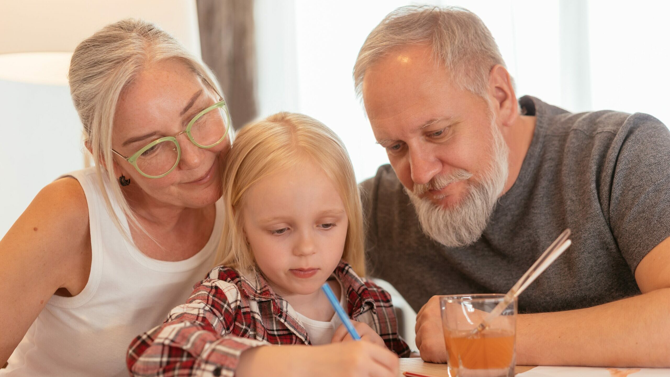 family helping with homework